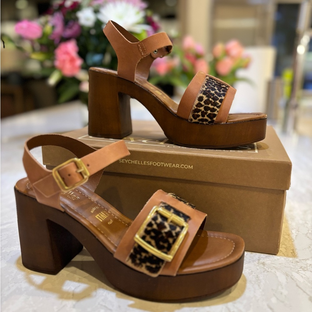 Anthropologie Seychelles In Charge Wood-Bottom Platform Sandals - Picture 4 of 6